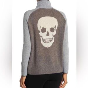Skull Cashmere Gray and Brown Skull Sweater